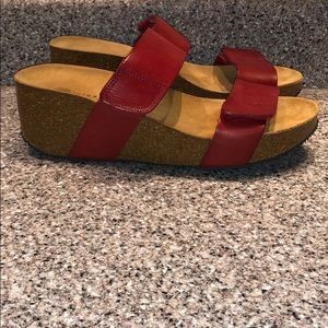Lola Sabbia Eric Michael Red Leather Cork Sandals